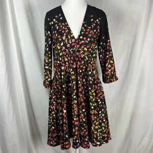 Black and Floral Uncle Frank Anthropologie Midi Sundress